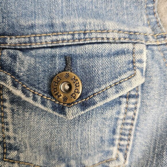 MUDD Girls Jean Jacket with Gray Long Sleeves and Hoodie Girls Size 14 - Picture 2 of 9